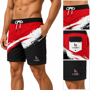 Custom <b>Men</b> Graphic Board Shorts Quick Dry Beach Swim <b>Trunks</b> Red Black Abstract Print Surf Shorts Lightweight Water Sports Swim - Product Image 2