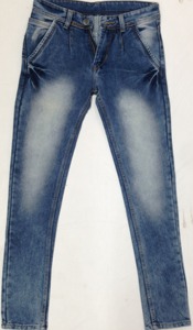 Blue Washed <b>Men</b> Denim Jogger Pants Knitted Jeans Mid Rise Elastic Waist <b>Stretch</b> Casual Trousers - Product Image 5