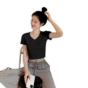 Camiseta de manga corta con cuello en V de algodón de verano para mujer - Product Image 2