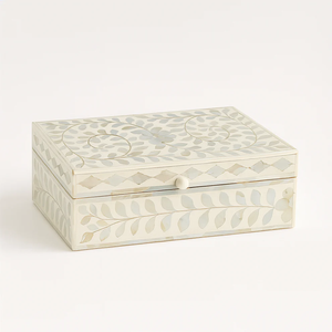 Caja de Joyería Vintage NEHA ENTERRISES con Incrustaciones de Hueso, Organizador de Almacenamiento Hecho a Mano, Diseño Único de Mosaico Artístico, Capacidad Personalizable para - Product Image 2