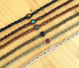 Handmade Thin Macrame Gemstone Bracelet Mix for Jewelry Wholesale - Product Image 2