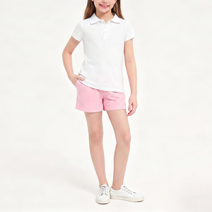 95% Cotton 5% Spandex Kids <b>White</b> <b>Polo</b> Shirt Short Sleeve Embroidered Logo Youth School Uniform Shirts For Girls - Product Image 6