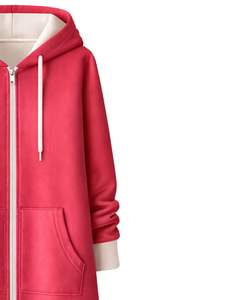 Sudadera con capucha larga personalizada con cremallera, roja, para mujer, abrigo de invierno con forro polar, ropa exterior informal con bolsillos, fabricante mayorista OEM personalizado - Product Image 5