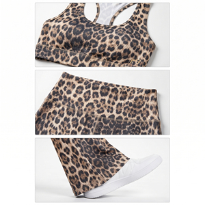 Ensemble de yoga imprimé pour femme, vente en gros, avec soutien-gorge dos nageur et leggings évasés taille haute, en Spandex et Polyester, ensemble 2 pièces pour l'entraînement - Product Image 6
