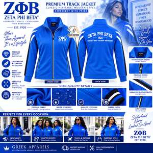 Veste de survêtement matelassée pour femmes Zeta Phi Beta Sorority Fraternity, bleue, manches longues, fermeture éclair sur le devant, coupe-vent, col rabattable, 100% coton - Product Image 5