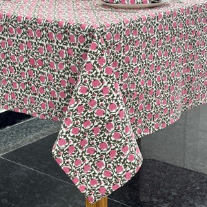Hand Block Printed 100% Cotton <b>Square</b> <b>Tablecloth</b> Modern Floral Design Custom Sizes Table Cover Dining Wedding Outdoor - Product Image 4