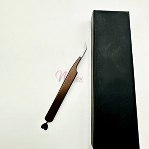 แหนบคีบขนตาสแตนเลส45องศาเคลือบผงช็อกโกแลตพร้อมโลโก้ตามสั่ง - Product Image 3