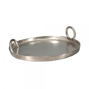 Luxury <b>Round</b> Hammered Gold Metal Serving Tray with Ring Handles Antique Brass Decorative Platter for <b>Coffee</b> <b>Table</b> Ottoman & Bars - Product Image 2