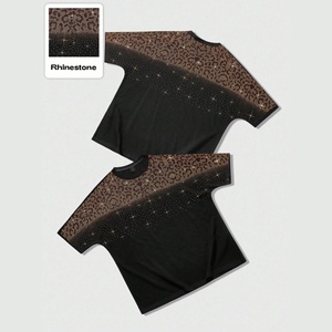 เสื้อยืดโอเวอร์ไซส์ลายพิมพ์ดิจิทัลผ้าฝ้าย 100% ระบายอากาศได้ดี ป้องกันรอยยับ ประดับด้วยคริสตัล แนวฮิปฮอป สตรีทแวร์ สำหรับฤดูร้อน - Product Image 3