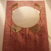 Tapis en laine de couleur unie en terre cuite de qualité supérieure, tissé à la main, à poils moyens texturés, avec envers en toile de coton antidérapant, style rustique moderne