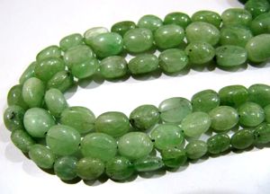 Perles d'émeraude naturelle lisses, authentiques, de forme ovale, de 5x7mm à 12x16mm, brin de 8 pouces - Product Image 3
