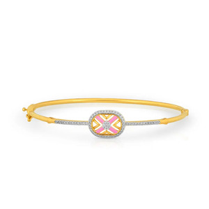 Bracelet Halo en Diamants Rose avec Centre Oval en Or Jaune et Design Géométrique Scintillant - Product Image 2