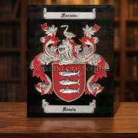 Escudo de Murman Bordado a Mano, Bandera de Rusia, Diseño Heráldico, Fondo Negro, Detalles Rojos y Plateados, Estilo Europeo, Impermeable