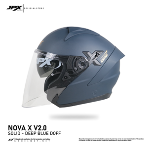 Casco JPX Nova X V2 de media cara en azul oscuro Doff XXL con doble visera y un diseño elegante de color sólido para el piloto moderno - Product Image 3