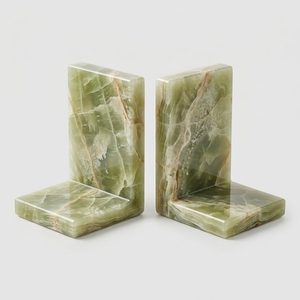 Juego de 2 sujetalibros de ónix verde natural, hechos a mano, en forma de L, de mármol, decorativos para el hogar, soporte para libros, venta al por mayor, logotipo personalizado - Product Image 3