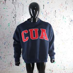 CUA BLUE <b>Mock</b> <b>Neck</b> Sweatshirt 100% RED Applique Embroidery wide <b>neck</b> Sweatshirt Finer Threads - Product Image 3