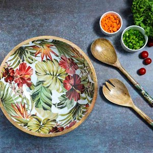 Best Seller India Modern <b>Disposable</b> Handcrafted Mango Acacia Wood Salad Serving Bowls Party <b>Tableware</b> HANDICRAFT HUB Uttar - Product Image 5