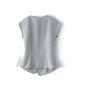 Chaleco Casual Elegante para Mujer, Cuello en V, Sin Mangas, Poliéster, Resistente al Viento, Transpirable, con Cinturón, para Oficina, Invierno 2026 - Product Image 3