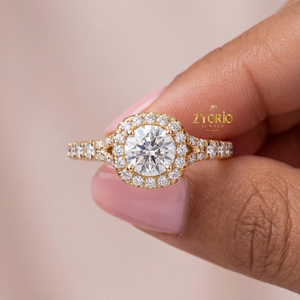 Luxury Silver Plated Round Brilliant Cut Lab Grown Diamond <b>Split</b> Shank Pave Engagement Wedding <b>Ring</b> for Women Gift Party - Product Image 1