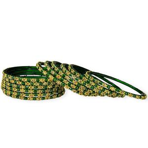 Bracelets en verre perlé vert royal les plus vendus avec perles d'imitation plaquées or, ensemble tendance pour mariage et occasions festives - Product Image 3