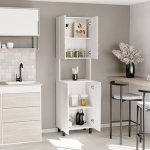 Dispensa da cucina Linden alta 76,8 pollici con due ante, mobiletto per microonde a cinque ripiani - Product Image 5