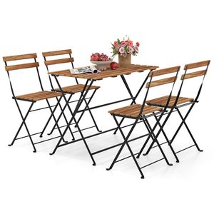 5 Piece Patio Acacia Wood <b>Dining</b> <b>Set</b> with <b>4</b> Folding <b>Chairs</b> - Product Image 1