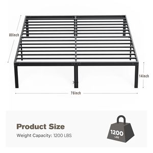 Struttura letto a piattaforma in metallo resistente - Altezza 14 pollici, con contenitore e senza bisogno di rete a doghe - Product Image 5