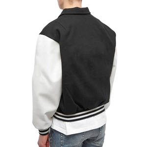 Veste universitaire en laine pour homme avec broderie personnalisée, manches en simili cuir zippées, style streetwear - Product Image 2