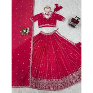 ปาร์ตี้ตอนเย็นสวม lehenga choli กับด้ายและลำดับการทำงาน - Product Image 5