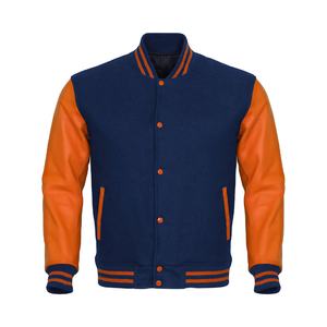 Chaqueta Bomber Varsity de Invierno para Hombre, Talla 4XL, Cuerpo de Lana, Mangas de Cuero, Bolsillos Bordados, Estilo Béisbol, Impermeable - Product Image 1