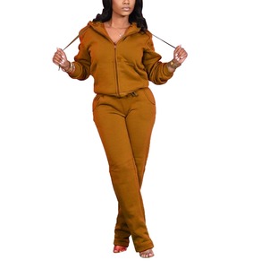 Premium 2piece Set Women Tracksuit 100% Cotton Custom logo Print Sport Tracksuits Women - Product Image 4