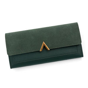 Cartera de Mujer Personalizada, Diseño de Color Sólido, Delgada y Larga, Tarjetero, Monedero, Hebilla en Forma de V, Cartera de Cuero para Mujer - Product Image 3