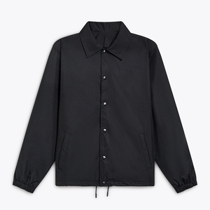 Veste Coach Unisexe Noire Coupe Ample en Softshell Enduit Résistante à l'Eau Style Décontracté Streetwear avec Fermeture Éclair et Ourlet à Cordon Ajustable - Product Image 1