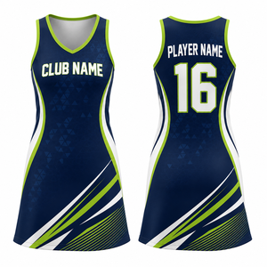 Uniforme de Netball Personalizado para Mujer, Sin Mangas, Azul Marino, Verde y Blanco, Impresión por Transferencia de Calor, Transpirable, 100% Poliéster, Talla Adulto MEGAMAPLE - Product Image 1