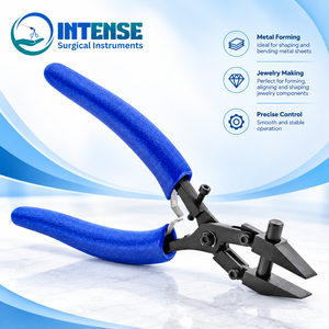 Pince parallèle professionnelle pour la fabrication de bijoux, outil de formage à mâchoires plates réglables avec poignée ergonomique bleue - Product Image 2