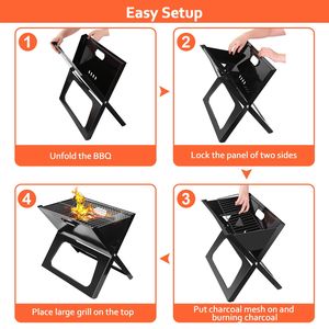 Portable Stainless Steel & Iron Foldable BBQ Grill for <b>Camping</b> Garden Outdoor Travel for Cooking - Product Image 6