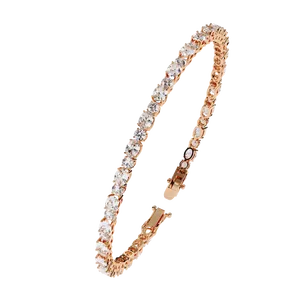 Bracelet tennis à lignes alternées en diamant de laboratoire taille ovale, or massif 18 carats, bijoux fins pour femme, fermoir accent East West - Product Image 4