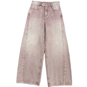 Jean baggy streetwear en denim 100 % coton de haute qualité 14 oz pour homme, coupe droite respirante, bleu clair délavé à l'acide, style hip-hop - Product Image 6