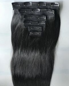 Extensiones de Cabello Humano con Clip, Cabello Remy Indio, Negro Natural, Doble Trama, Extensiones con Clip Sin Costuras para Cabeza Completa, Suaves y Sedosas - Product Image 4