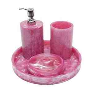 Handmade White Resin Bathroom <b>Storage</b> <b>Accessories</b> Stylish Four-Piece Set Easy to Clean Rectangle Shape - Product Image 4