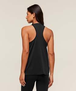 Women Solid Color Scoop Neck Tank <b>Top</b> Quick Dry Knitted Sporty Fitness Wear Regular Length <b>Black</b> <b>Vest</b> - Product Image 3