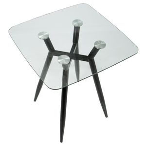 Tavolo da Bar Clara in Stile Mid-Century Moderno, Design Quadrato con Gambe in Metallo Nero e Piano in Vetro Trasparente - Product Image 4
