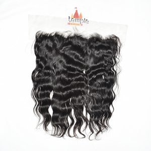 Extensiones de Cabello Humano Remy Virgen 100% Ondulado Profundo Frontal Indio 13*6, Doble Trama Procesadas a Máquina, Encaje Completo, Fácil Aplicación - Product Image 1