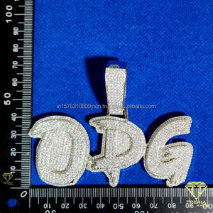 Luxury " PFG " Letter Necklace Iced Out Diamond Pendant Hip Hop Jewelry For Men - Product Image 3