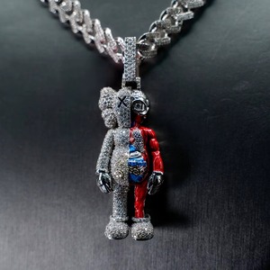 Cartoon Bear Pendant With Moissanite <b>Iced</b> <b>Out</b> <b>Chain</b> 925 Silver Rhodium Plated Hip hop Style <b>Iced</b> <b>Out</b> Everyday Wear Pendant - Product Image 4