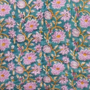 Organic Cotton King Blue Bohemian Quilt Handcrafted <b>Block</b> <b>Print</b> Washable Breathable Eco-Friendly Reversible Home Hotel All - Product Image 5