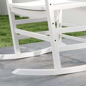 Sedia a dondolo pieghevole in legno plastico con braccioli e schienale alto per esterni - Bianca - Product Image 5