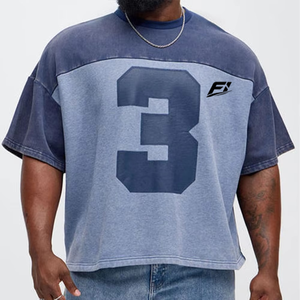 T-shirts Homme Oversize Personnalisés 100% Coton Color Block Épaules Tombantes Impression Numérique 3 Fournisseur Streetwear en Gros USA Vente en Gros - Product Image 2