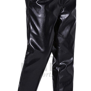 Pantalones de Cuero Negro Personalizados con el Mejor Diseño 2024 para Hombre, Cintura Alta, Estilo Casual, Tipo Cintura Media, OEM, Estampados, Rectos, para Invierno - Product Image 3