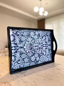 Luxury Durable Eco-Friendly Polished Solid Wooden Handcrafted Rectangle <b>Serving</b> <b>Tray</b> <b>Handles</b> Coffee Table Party Wedding Birthday - Product Image 1